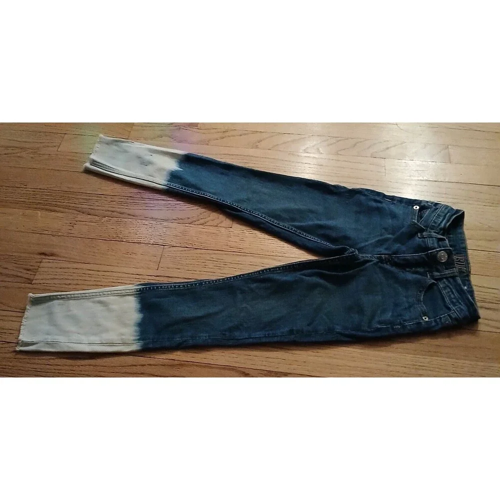 Justice Tie-Dye Jeans Denim Girls 10 Slim Mid Rise Jegging Bottom Bleached Legs - Picture 4 of 9